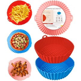 3-Pack Silicone Air Fryer liners 8.5 inch for 4 To 8QT Reusable Air fryer Silicone Liners Pots,Air Fryer Inserts,Heat Resistant Air Fryer Basket Trays, Air fryer Accessories