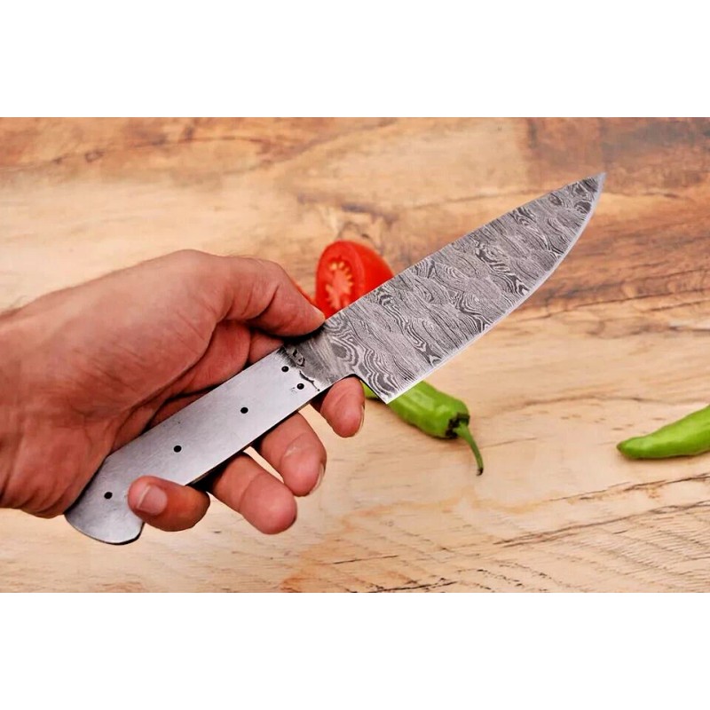 Damascus 12" Damascus chef Knife Blank Blade Handmade Forged kitchen