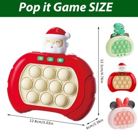 Light Up Pop it Game Quick Push Bubbles Game,Minne Handheld Fast Speed Pushing Game,Poppet Game Sensory Fidget Toys for Autism,Puzzle Pop Game Controller Santa Push Button Toy for Kids Xmas Gifts