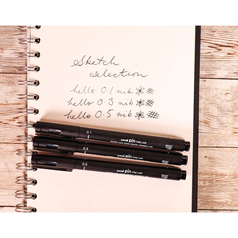 uni-ball PIN Fineliners, Black Fine Tipped Writing Pens, Water and