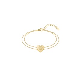 Lacoste Women's Link Bracelet Collection Love My Croc Stainless Steel (Gold or Silver) with Heart Pendants, Stainless Steel, No gemstone