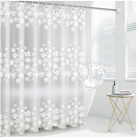 HORIWE Shower Curtains Mould Proof Resistant Waterproof Marble Bathroom Curtain Washable Bath Curtain with 12 Hooks(Translucent pattern, 180x200cm(71"x79"))