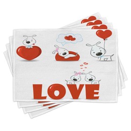 Ambesonne - Juego de Cuatro manteles Individuales, Multi 16, 12.5" L by 18.5" W, 1