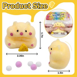 Hamster Squishy Toys for Stress Relief, Mini Kawaii Squeeze Animal Sensory Fidget Toys for Adults and Kids, Soft Sticky Squishies for Anxiety, Cute Small Desk Toy for Children, Party Favors