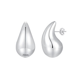 Apsvo Chunky Small Silver Hoop Earrings for Women, Dupes Earrings Lightweight Waterdrop Hollow Open Hoops, Hypoallergenic Gold Plated Earrings Fashion Trendy Jewelry