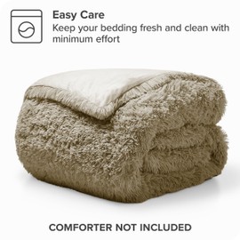 Bare Home Shaggy Fleece Duvet Cover - Boho Plush Duvet Cover - Super Soft & Luxury - Hidden Zipper Closure - All Season Bedding (King/Cal King, Sand)
