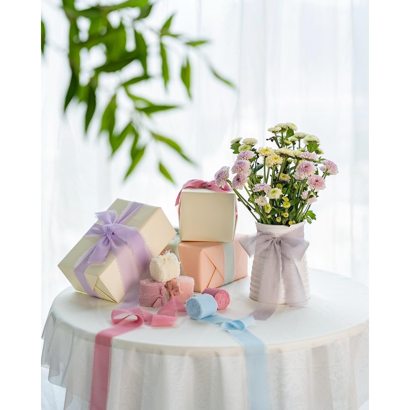 AOKSUNOVA Chiffon Ribbon Blue Ribbon Gift Ribbon Wide Silk Ribbon