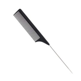 1 Pack Professional Carbon Steel Tail Combs Heat Resistant with Metal Pick, Anti Static Black Styling Tail Hair Comb Fine Teeth, Metal Pintail Teasing Comb Brush
