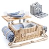 Wicker Picnic Basket Set for 4 with Detachable Table, Portable