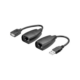 Goobay 93321 USB auf RJ45 Buchse Verlängerung / USB auf CAT Adapter überbrückt Distanzen bis zu 40 m / Max. 12 Mbits Ethernet Adapterkabel / Schwarz