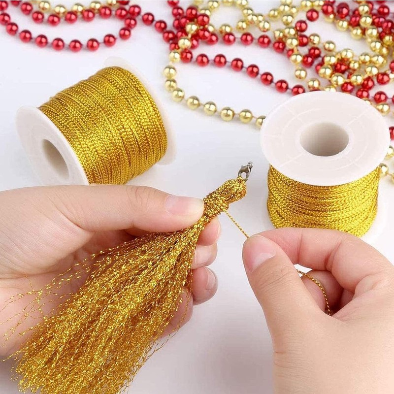 Bkrdty Thread Cord 2 Rolls, 0.4mm x 50m each, Gold