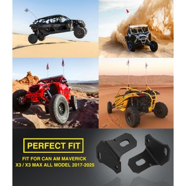 Adjustable X3 Whip Light Flag Mount - 2 Pack UTV Rear Pillar Antenna Mounting Brackets for LED Whip, Fits Can Am Maverick X3 & Max Turbo DS RS RR Holder 2017-2025