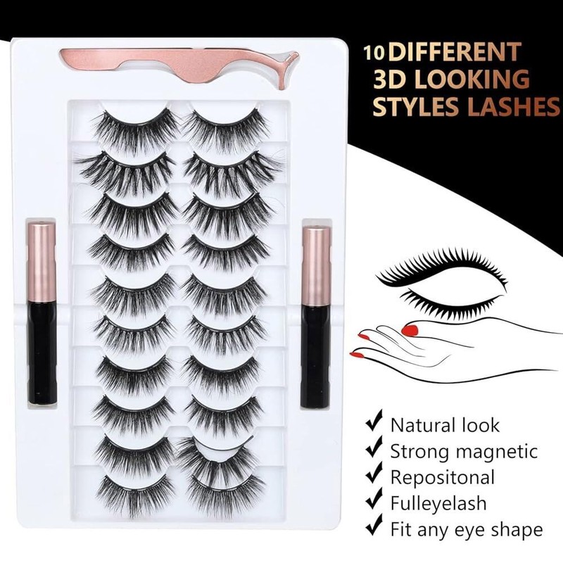 Bailicha 베일리차, 3D 내추럴 마그네틱 속눈썹 업그레이드, 경량 아이라이너 및