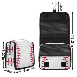PATTERNFUL Baseball Pattern Hanging Travel Toiletry Bag for Kids, Women Cosmetic Organizer Makeup Bag Pouch Men Shaving Dopp Kit Shower Bag With Sturdy Hook