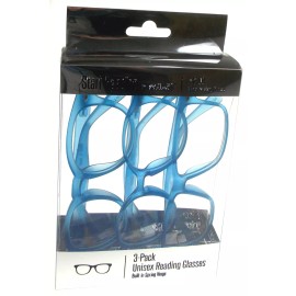 eyesquared Start Reading EyeSquared +2.00 Unisex Reading Glasses Blue 3 Pack Spring Hinge