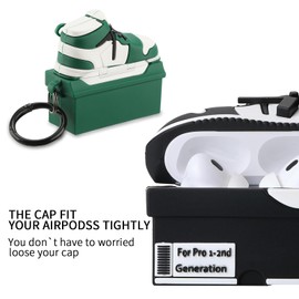 Maxjoy [2Pack] Airpods Pro 1st/2nd Generation Case, Cute 3D Box Compatible With Airpods Pro (2019/2022/2023), Shockproof for Men Women With Keychain (Black Green)