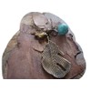 ✿ Blatt, Vogel & Howlite - lange Kette ✿ bronze