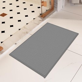 GRANNY SAYS Gray Bathroom Rugs, Absorbent Bath Mats for Bathroom, 24" x 16", Soft Chenille Bathroom Mat, Small Bath Rugs Non Slip Washable, Quick Dry, Thin, Rug for Tub and Shower