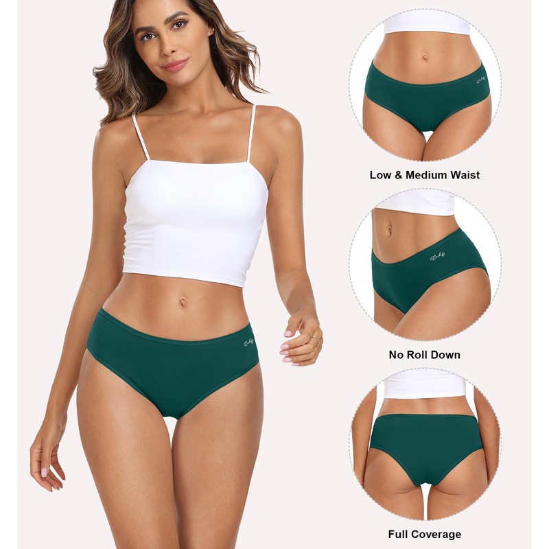 coskefy Women's Underwear Soft Strench Breathable Cotton Panties Ladies Hipster
