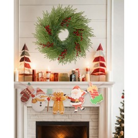 ESTABA Artificial Christmas Wreaths for Front Door, 26IN Large Winter Pine Wreath with Red Berries, DIY Friendly Real Touch Door Wreath for Wall Window Porch Farmhouse, Indoor Outdoor Decor Wreath