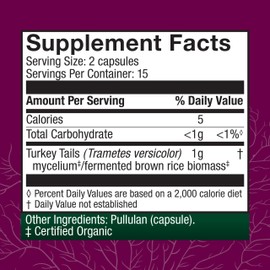 Host Defense Host Defense Turkey Tail Capsules - Digestive Health & Immune Response Support Supplement - Mushroom Supplement for Gastrointestinal & Gut Microbiome Support - 30 Capsules (15 Servings)*