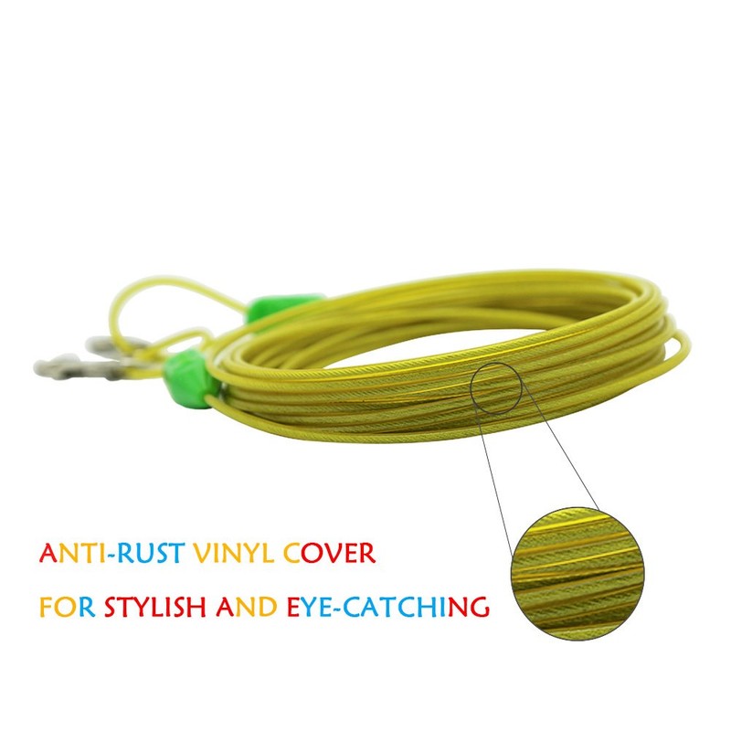 Petest 25ft Tie-Out Cable with Crimp Cover for Small Dogs