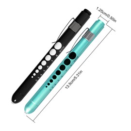 AOICRIE Medical Diagnostic Penlight, Pupil Light, Mini Reusable LED Pen Torch, Torch, Doctor Nurse Emergency Pen Light with Engraving Gauge and Linea (Black + Green)