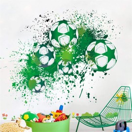 TOARTI Green Football Wall Sticker Youth Football Sports Modern Football Wall Sticker Boy Teenager Football Game Wall Sticker for Living Room Bedroom Home Decorative