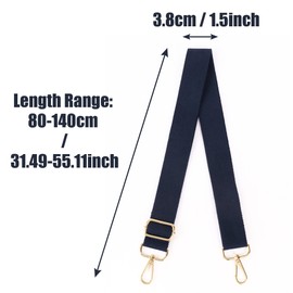 Moorle Wide Shoulder Bag Strap, Shoulder Strap for Bags, Adjustable, Shoulder Strap, Bag Strap, Navy Blue, 3.8 cm Wide, Canvas Handbag, Bag Straps for Changing