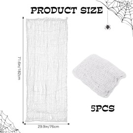 5 PCS Halloween Creepy Cloth Decoration, Halloween Scary Gauze, Creepy Decoration, Haloween Party Supplies Decorations, for Haloween Party Supplies Decorations Outdoor Yard Home Wall Decor (WHITE)