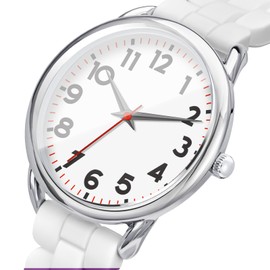 Bisley Women Watch White Silicone Strap Black Arabic Number Easy to Read Watch