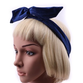 Mytoptrendz® -Wire Headband Head Wrap Vintage Twist Bow Bandeau Flexible Flexy Wired Hair Ties Scarf Hair Accessory for Women Girls (Navy)