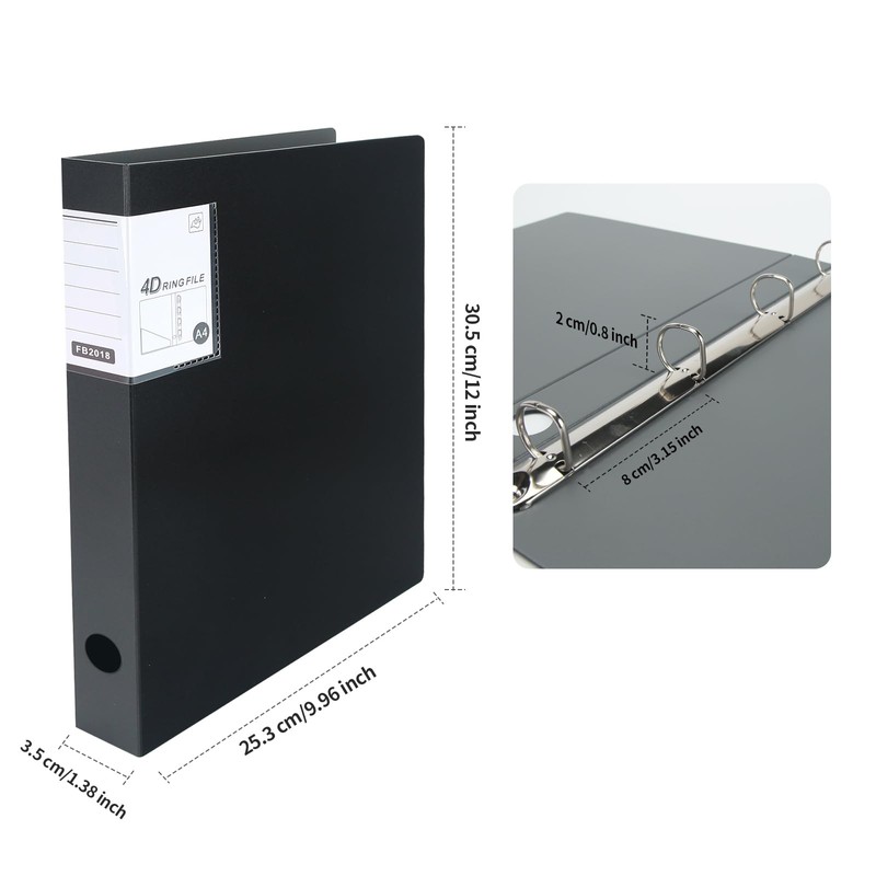 4 Ring Binders 0.8 Inch D Ring,4 Pack D Ring