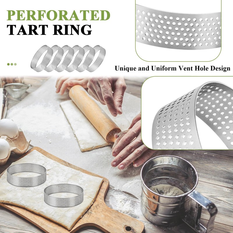 Teokantz 6 PCS Ø 8 cm Crumpet Rings Non Stick,