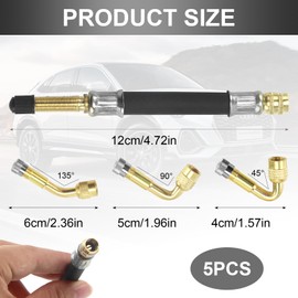 MxyVrix 3 Pieces Tyre Valve Extension Adapters in Different Angles (45, 90, 135 Degree) - Flexible Rubber and Copper Construction for Cars, Motorcycles, Bikes and Scooters
