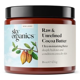 Sky Organics Sky Organics Cocoa Butter for Body, 100% Raw & Unrefined Ultra-Moisturizing Butter to Deeply Hydrate & Condition Skin, Promotes Smooth Skin Tone & Texture, Suitable for Tight or Extra Dry Skin, 16 Oz.