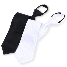 Daisybee One-Touch Necktie, Black, White, Set of 2, Fastener Type, One-touch Attachment, Thick and Sturdy Fabric, Perfect for Ceremonies and Weddings. "