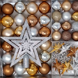 ToCi 45 Piece Christmas Tree Decorations with Star Beads