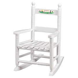 Fox Valley Traders Custom Childrens Rocking Chair, Features Classic Rocker Design and Hardwood Construction, White Finish with Flowers & Buterflies Design
