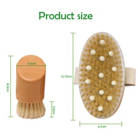 Biglumin Dry Brush - Body & Face Dry Brushing Set, Dry Brush with Natural Bristles & Face Brush Made of Soft Goat Hair, Massage Brush, Body Brush for Nourished and Revitalised Skin