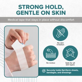 Epi-Tape Medical Tape – Professional-Grade, Skin-Friendly, Strong Adhesive Tape Breathable, Lightweight, Water-Resistant & Easy to Cut Bandage Tape – Secures Epi-Derm Sheets, Bandages & Dressings