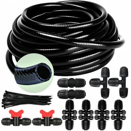 TBPA 1/2in. Drip Irrigation Tubing - 50FT Drip Line Irrigation System Parts for Garden(Includes 1/2" Straight Connector,Switch Valves, T Connectors, 1/2" to 1/4" Tubing Reducers, Cable Zip Ties) | TBPA