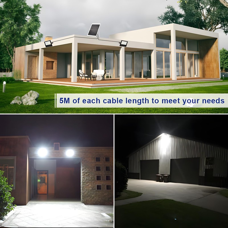DuBom 30W-200W One for Two Solar Flood Light Outdoor Remote,