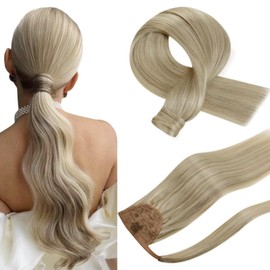 Hetto Braid Extensions Real Hair Blonde Hair Extensions Real Hair for Braid Remy Real Hair Extensions Braid Human Hair Ash Blonde Highlights #17/23 35 cm 70 g