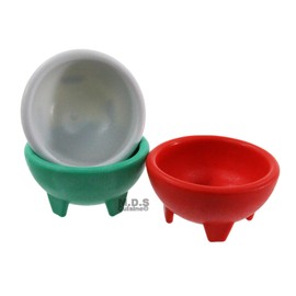 Molcajete 3pc Salsa Bowl for Guacamole Sauce Chips Deep Mexican Colors
