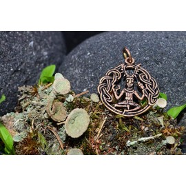WINDALF CERNUNNOS Jewellery Pendant 3.5 cm Celtic God Vintage Bronze, Fabric