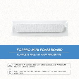 ForPro Professional Collection Mini tablero de espuma, cebra, grano 100/180, lima de uñas de manicura de doble cara, envuelta individualmente, 3.5 pul