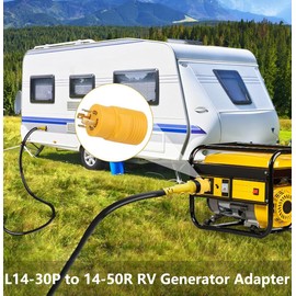 NEMA L14-30P to 14-50R RV/ EV Generator Adapter, 50 Amp to 30 Amp 4 Prong Heavy Duty Plugs Adapters, forTesla Charging or Generator to House and RV Trailer Camper