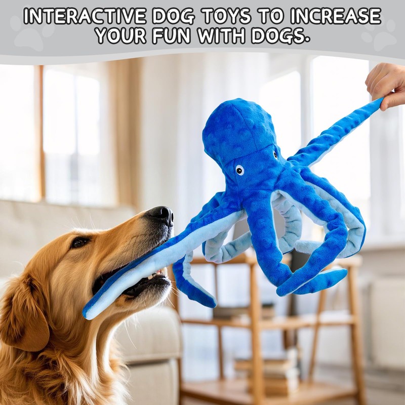 Chngeary 2 Pack Octopus Squesky Dog Toys for Large Medium