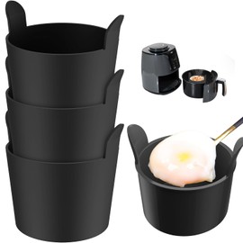 4 PCS Ramekins for air Fryer Air Fryer Egg Poacher, Egg Poacher for Air Fryer Air Fryer Egg Mould Poached Egg Moulds for Air Fryer, Air Fryer Poached Egg Cups (Black)